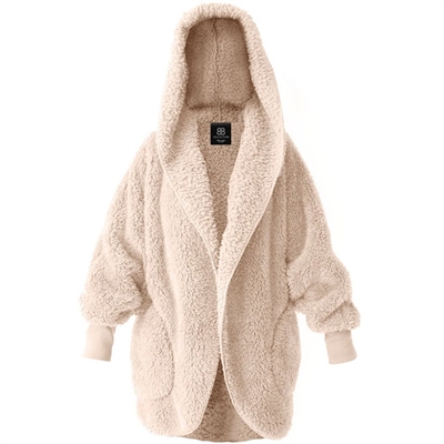 Jacket Fluffy Hooded Beige