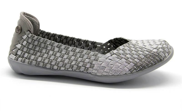 Bernie Mev silver grey Catwalk flat woven memory foam shoe