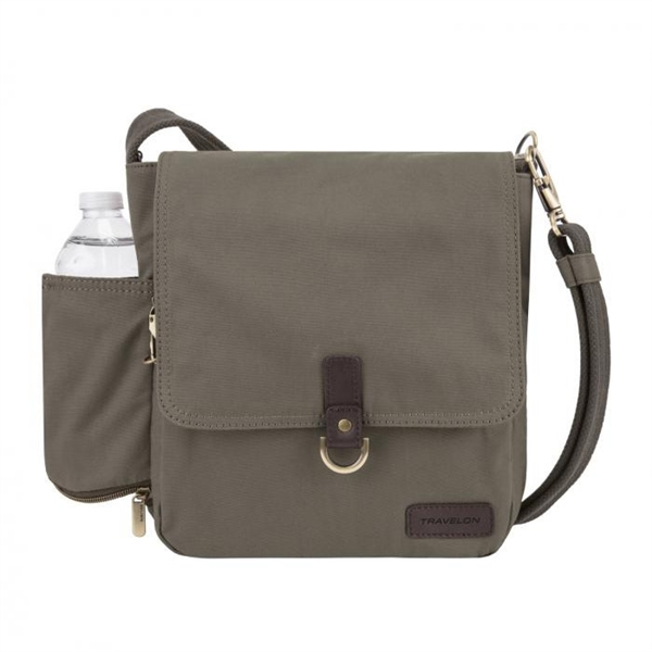 Travelon Anti-Theft Courier Tour Bag Medium Stone Gray