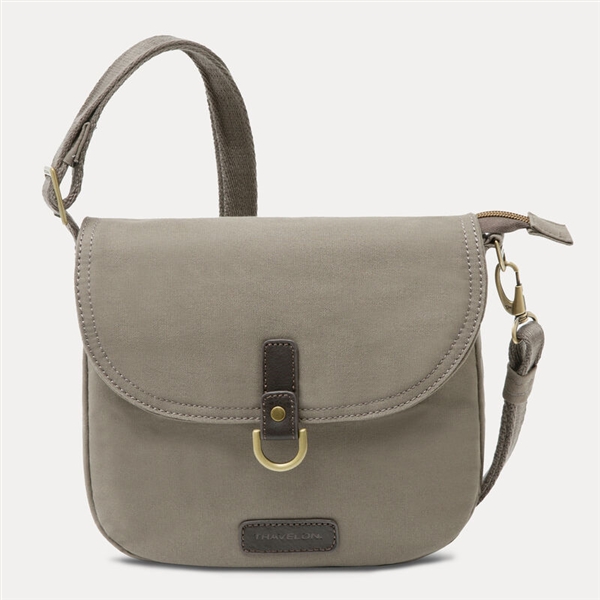 Travelon Anti-Theft Courier Saddle Crossbody Bag Stone Gray