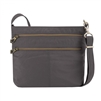 Travelon Anti-Theft Signature Double Zip Crossbody Smoke