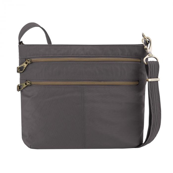 Travelon Anti-Theft Signature Double Zip Crossbody Smoke