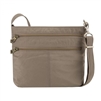 Travelon Anti-Theft Signature Double Zip Crossbody Sable