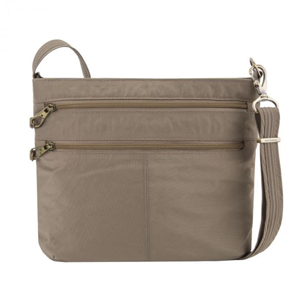 Travelon Anti-Theft Signature Double Zip Crossbody Sable