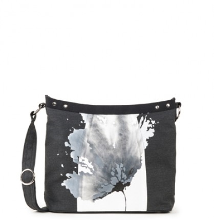 black fabric crossbody bag