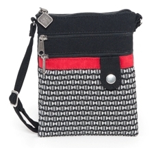 Jak's Grab & Go Crossbody Pouch Black White Red Stripe