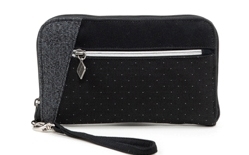 Jak's 3 in 1 Wallet Wristlet Crossbody Bag Black Silver Dots