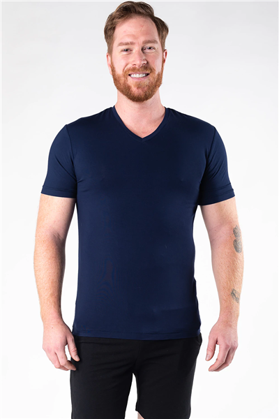 Bamboo T-shirt Men's V Neck Short Sleeve Ink