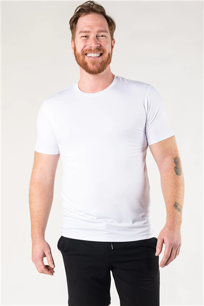 Bamboo T-shirt Men's Crew Neck Short Sleeve White