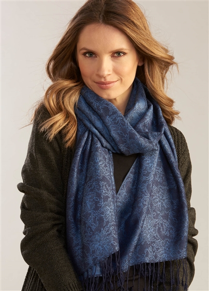 Charlie Paige Floral pattern navy scarf