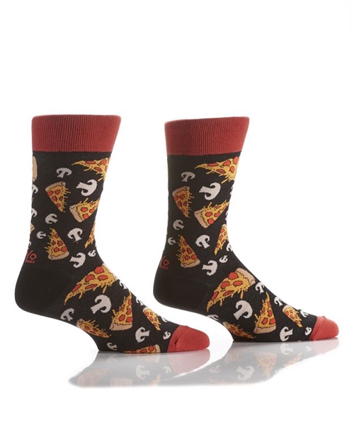 YoSox Socks Men's Crew Pizza with Mushrooms