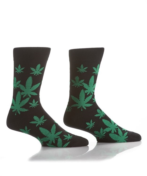 YoSox Socks Men's Crew Happy Marijuana Leaf