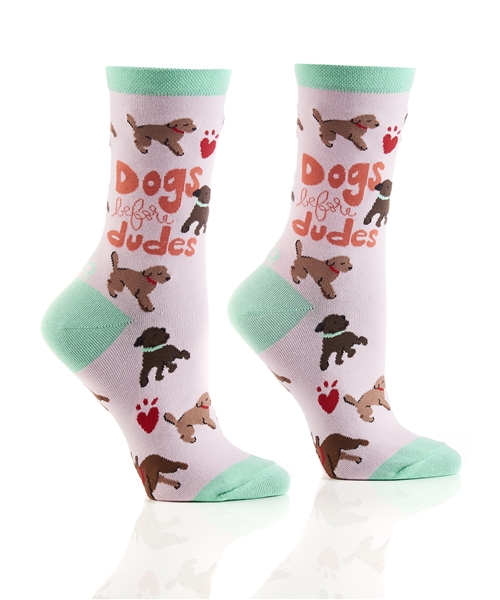 YoSox Women's Crew Socks Dogs Before Dudes