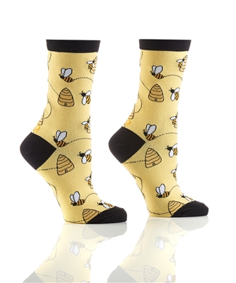 YoSox Women's Crew Socks Busy Bee