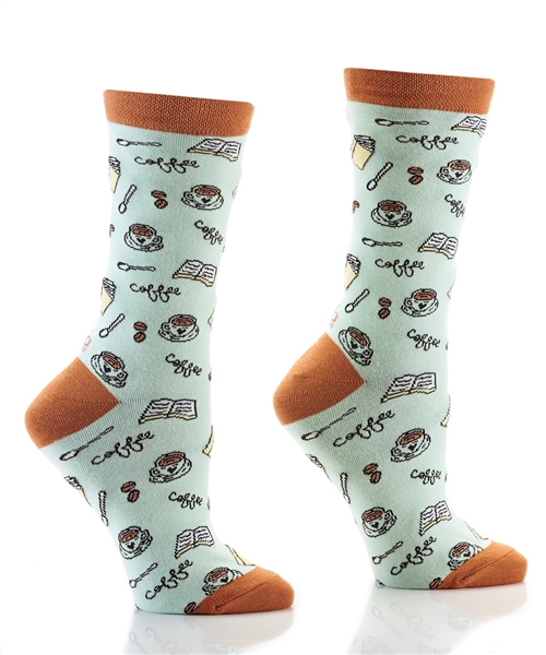 YoSox Women's Crew Socks Coffee Time