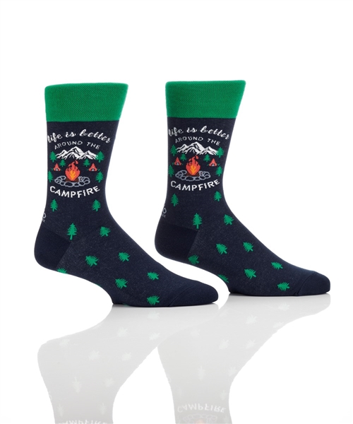 YoSox Men's Crew Socks Campfire Life Better