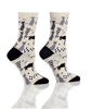 YoSox Women's Crew Socks Geo Cats