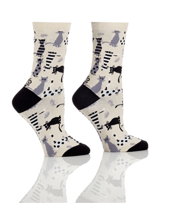 YoSox Women's Crew Socks Geo Cats