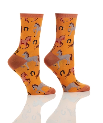 YoSox Women's Crew Socks Horses