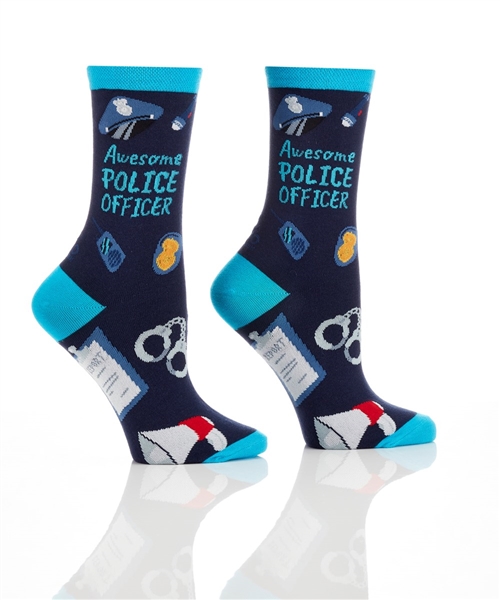 YoSox Women's Crew Socks Police Officer