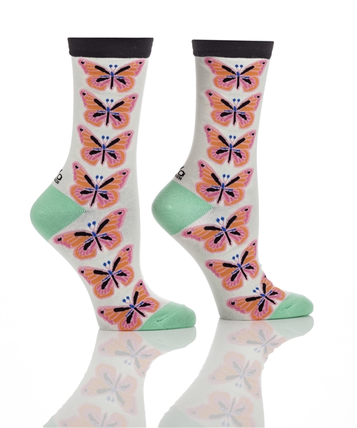 YoSox Women's Crew Socks Butterflies