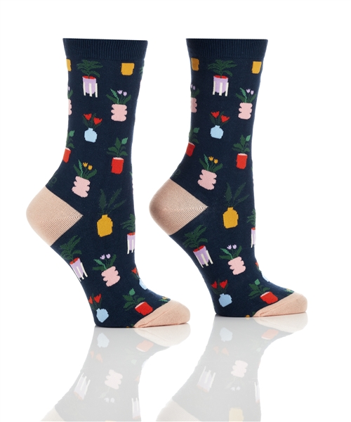 YoSox Women's Crew Socks Pot Plants