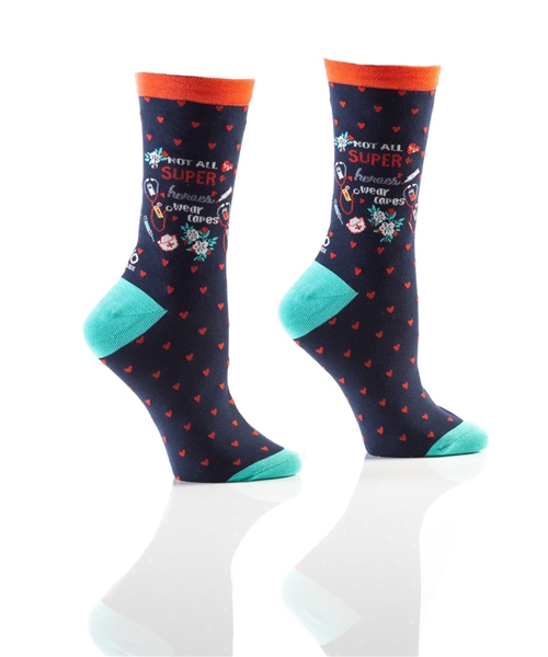 YoSox Women's Crew Socks Nurse Superhero