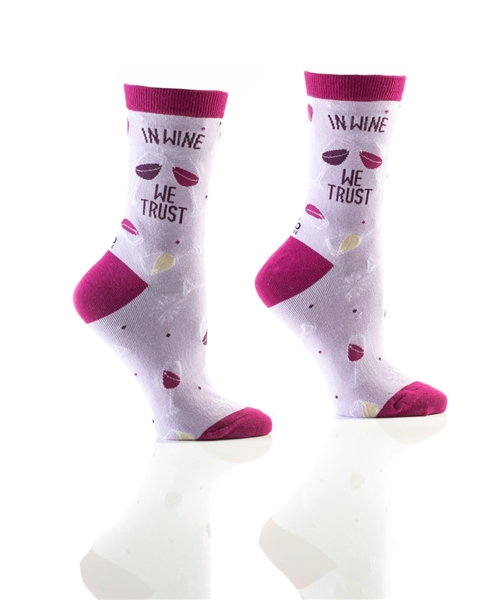 YoSox Women's Crew Socks In Wine We Trust