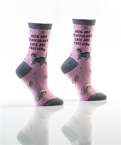 YoSox Women's Crew Socks Men Are Temporary Cats Are Forever