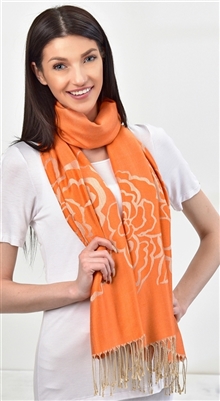 Scarf Sand Rose Floral Pattern Orange