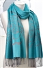 Scarf Grey Rose Floral Pattern Teal