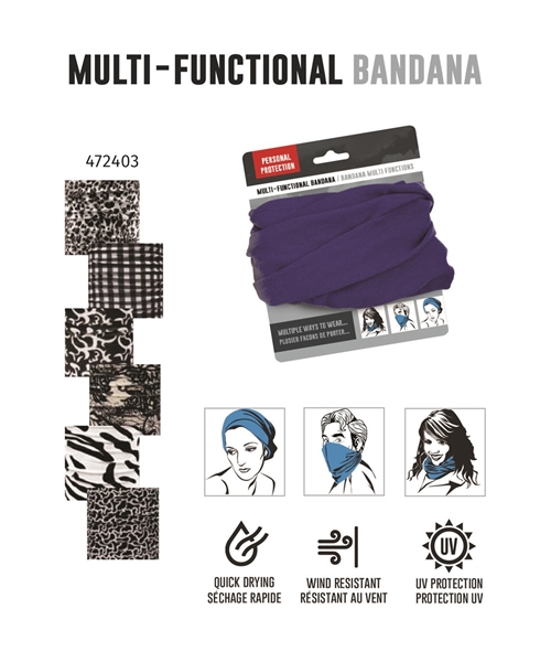 Bandana Multi-functional Set of 6 Black and White Stamping Design