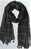 Plaid stitched scarf with tassels black