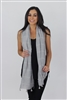 Plaid stitched scarf with tassels grey