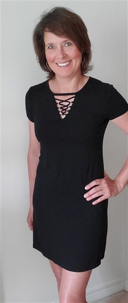 Knit Dress Crisscross Neck Detail Black