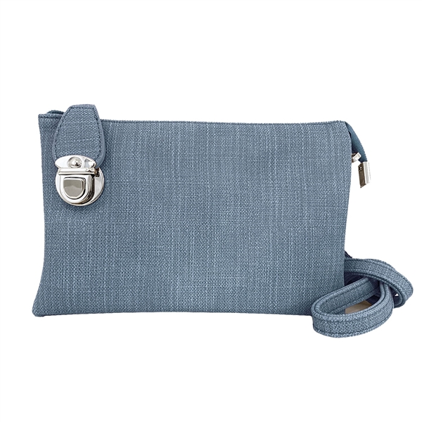 Convertible Crossbody Clutch Handbag Linen Blue