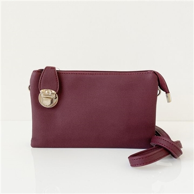 Convertible Crossbody Clutch Handbag Bordeaux Textured