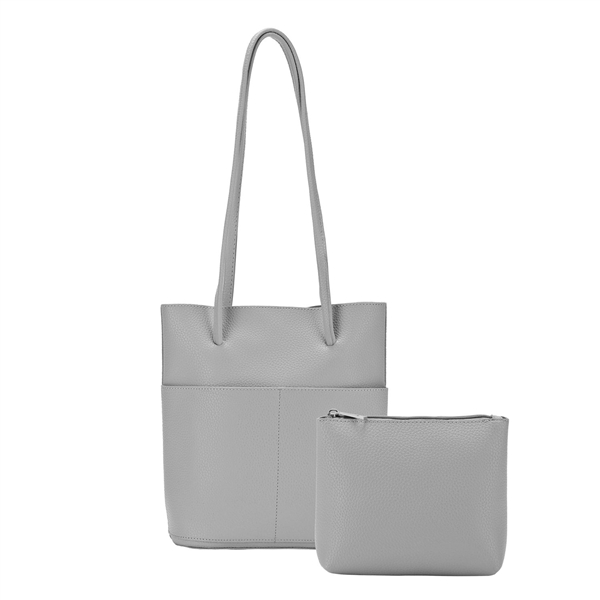 Tote Bag with Inside Pouch Light Grey