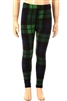 Brushed Soft Kids Leggings Plaid Green Navy - L/XL