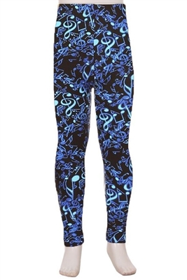 Soft Kids Leggings Music Notes Blue L/XL