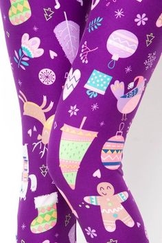 Brushed Soft Kids Leggings Mauve Christmas SM