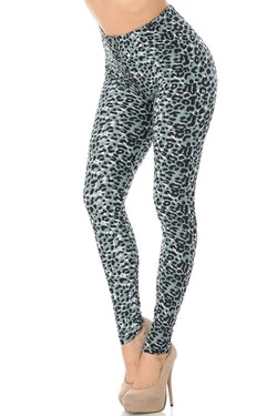 Brushed Soft Snow Leopard Leggings L/XL