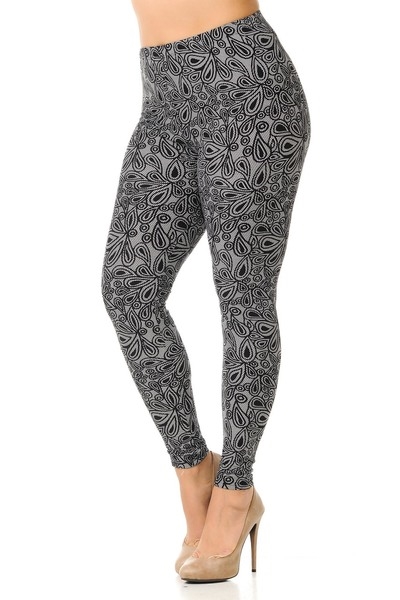 Brushed Soft Black Netted Petal Leggings L/XL