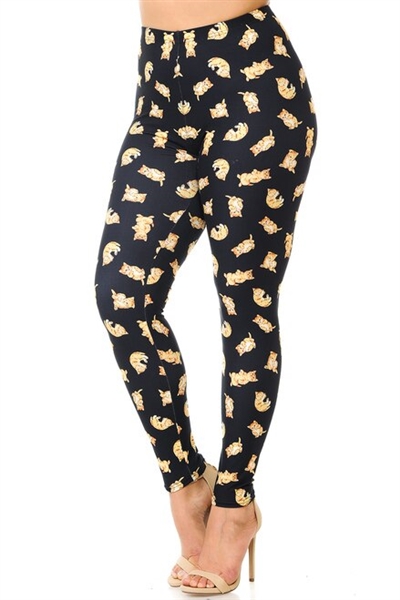 Creamy Soft Black Playful Kitty Cat Leggings L/XL