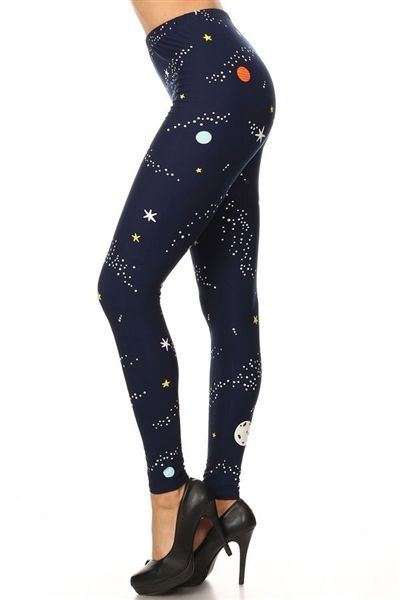 Brushed Soft  Outer Space Planets Leggings L/XL