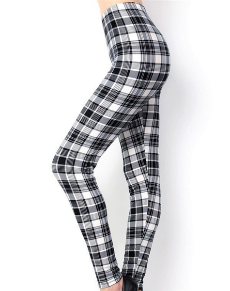 Brushed Soft Black and White Houndstooth Leggings 3X-5X