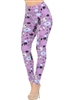 Brushed Soft Black Lavender Kitty Cat Leggings S/M