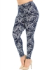 Brushed Soft Navy Paisley Leggings S/M