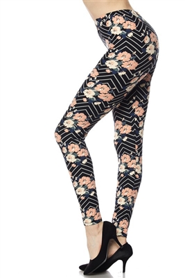 Brushed Soft Blush Floral Leggings S/M