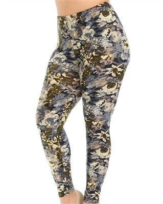 Natural Floral Soft Leggings - S/M